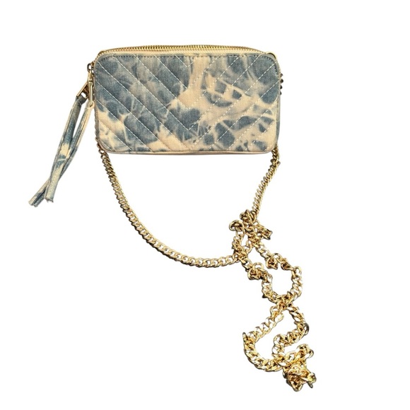 Steve Madden Handbags - Steve Madden Denim Blue and Gold cross body bag